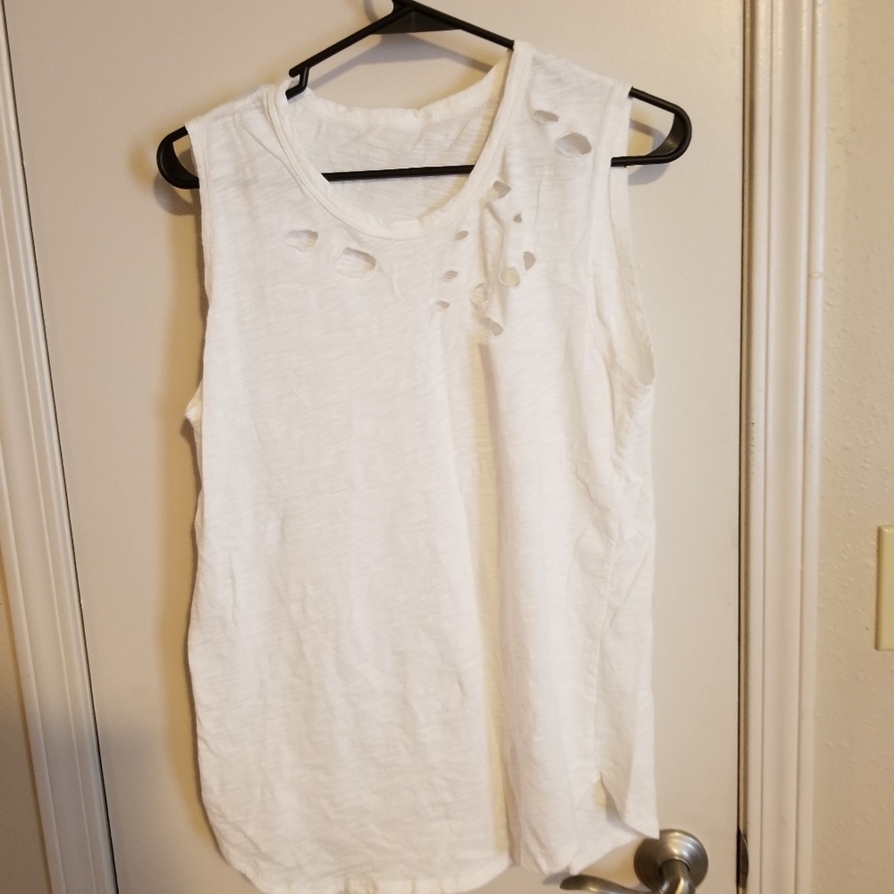 White distressed tank top